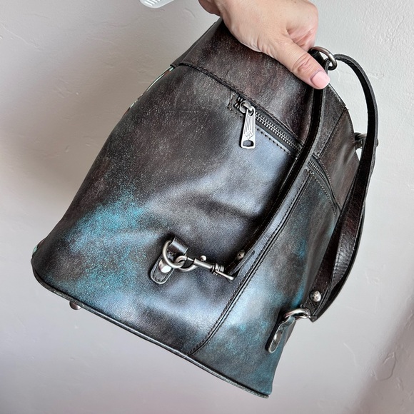 Patricia Nash Albi Tooled Turquoise Convertible Backpack Tooled - Picture 5 of 11